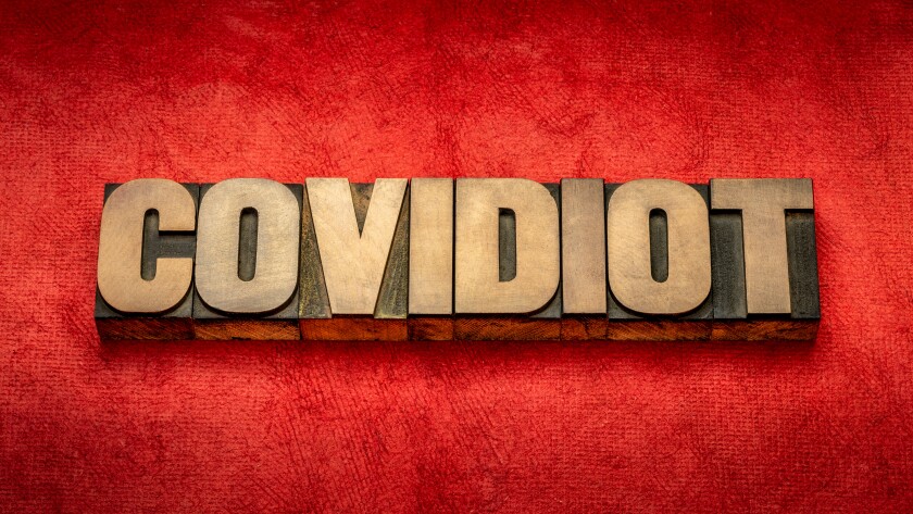 covidiot - new word related to coronavirus covid-19 pandemic