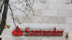 frankfurt, hesse/germany - 11 10 18: santander bank sign in frankfurt germany