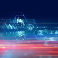 fintech icon  on abstract financial technology background .