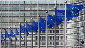EU Flag in European Union building Brussels