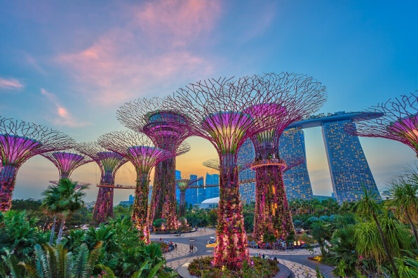 sunset at Singapore city