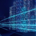 3D Rendering of abstract highway path through digital binary tow