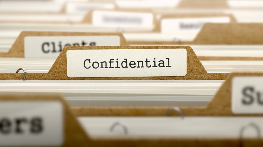 Confidential Concept with Word on Folder.