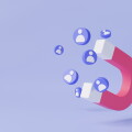 Magnet attracting people. Digital social marketing, Customer att