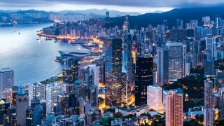 Hong Kong city view from The Peak at twilight
