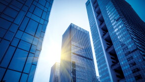 Architectural landscape of commercial building in central town