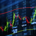 Double exposure of candle stick graph chart with indicator with 