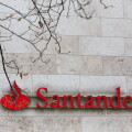 frankfurt, hesse/germany - 11 10 18: santander bank sign in frankfurt germany